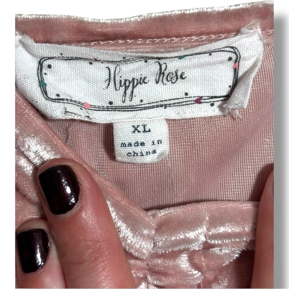Hippie Rose Baby Pink Velour Ruched Drawstring Thin Straps Cropped Camisole Top - Picture 9 of 16